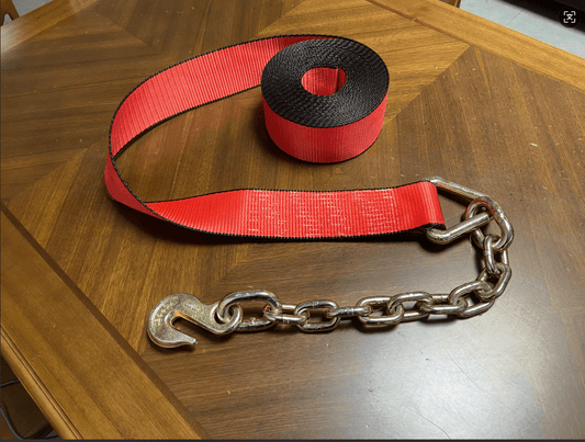 3" x 30' Winch Strap with Chain End 18000 lb Heavy Duty Tie Down Red WNS30C - with | Sold by Uncle Wiener's Wholesale