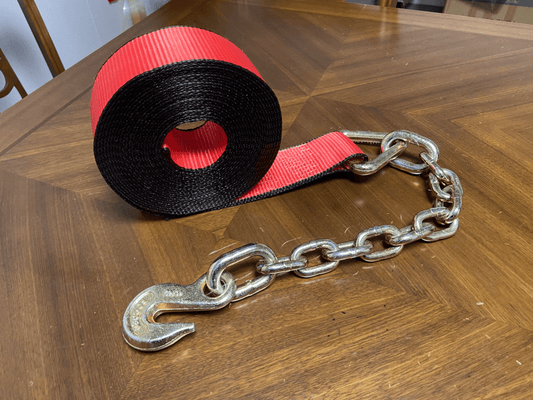 3" x 30' Winch Strap with Chain End 18000 lb Heavy Duty Tie Down Red WNS30C - with | Sold by Uncle Wiener's Wholesale