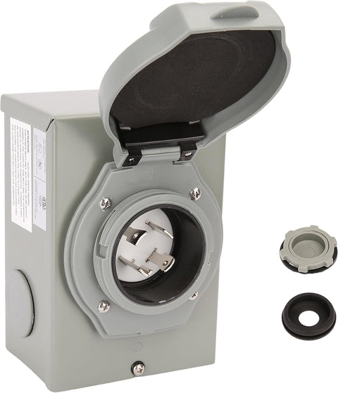 30 Amp Generator Power Inlet Box – NEMA L14 - 30P, 125/250V, Weatherproof Outdoor Panel, ETL Listed RML1430PB - with | Sold by Uncle Wiener's Wholesale