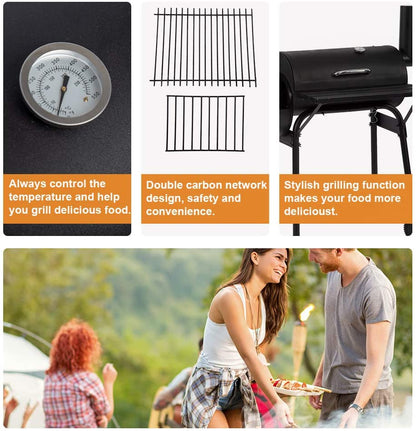 30" Charcoal BBQ Grill Offset Smoker Outdoor Barrel Grill Cart TYBQ603 - with | Sold by Uncle Wiener's Wholesale