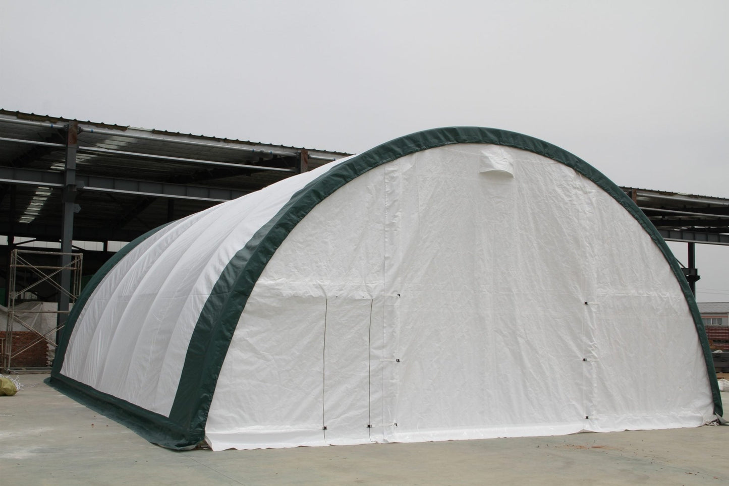 30 Ft Wide Galvanized Steel Storage Shelter – S Model Single Truss Building for Industrial & Farm Use - Farm Equipment with 30X40X15 10.5 OZ PE | Sold by Uncle Wiener's Wholesale