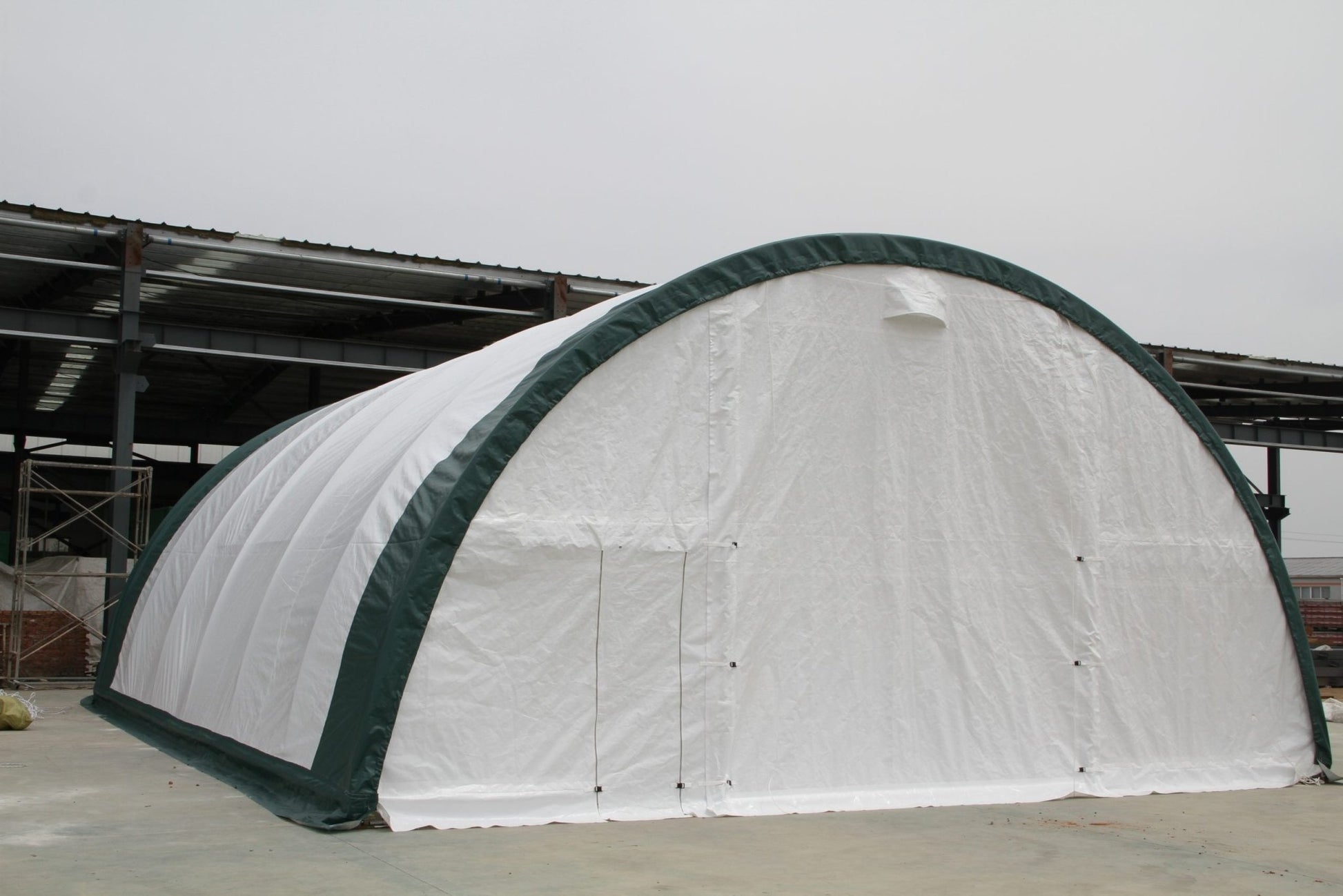 30 Ft Wide Galvanized Steel Storage Shelter – S Model Single Truss Building for Industrial & Farm Use - Farm Equipment with 30X40X15 10.5 OZ PE | Sold by Uncle Wiener's Wholesale