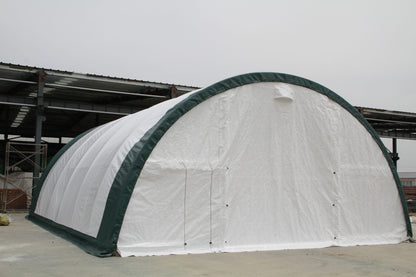 30 Ft Wide Galvanized Steel Storage Shelter – S Model Single Truss Building for Industrial & Farm Use - Farm Equipment with 30X40X15 10.5 OZ PE | Sold by Uncle Wiener's Wholesale