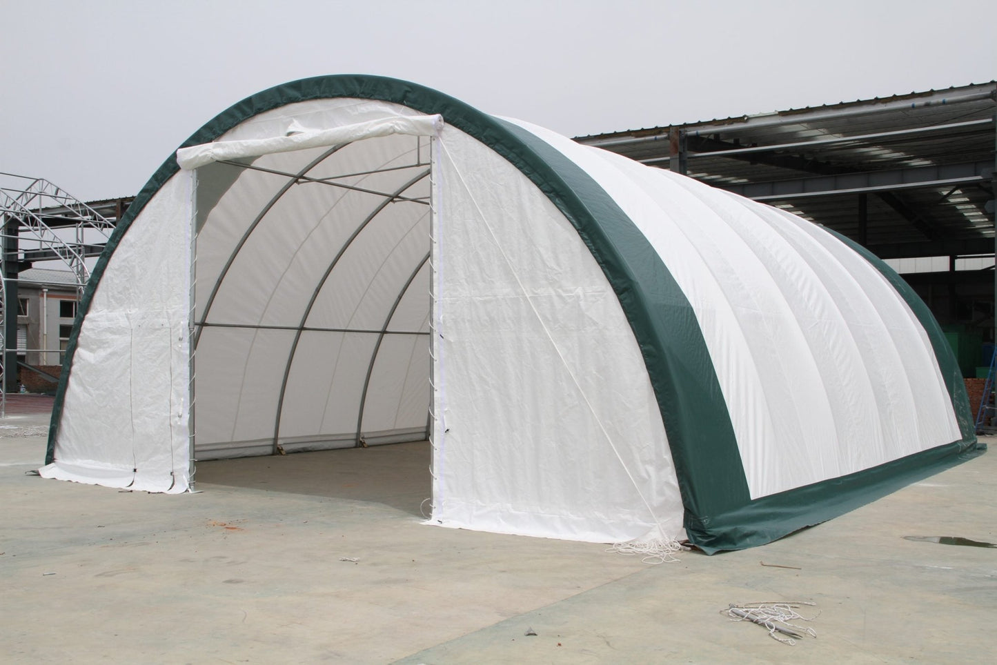 30 Ft Wide Galvanized Steel Storage Shelter – S Model Single Truss Building for Industrial & Farm Use - Farm Equipment with 30X40X15 10.5 OZ PE | Sold by Uncle Wiener's Wholesale