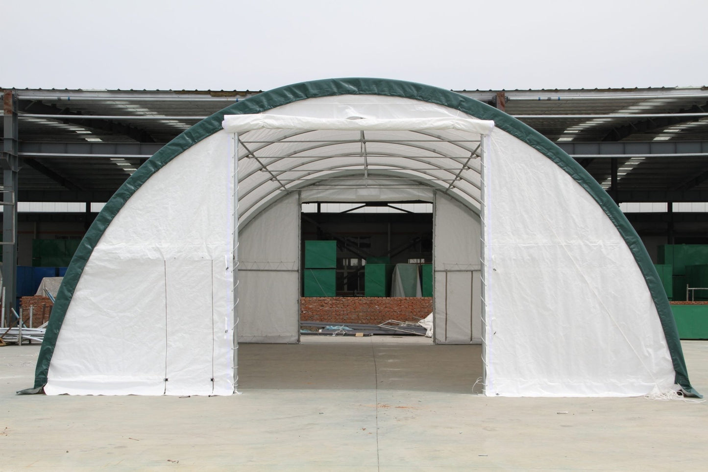 30 Ft Wide Galvanized Steel Storage Shelter – S Model Single Truss Building for Industrial & Farm Use - Farm Equipment with 30X40X15 10.5 OZ PE | Sold by Uncle Wiener's Wholesale