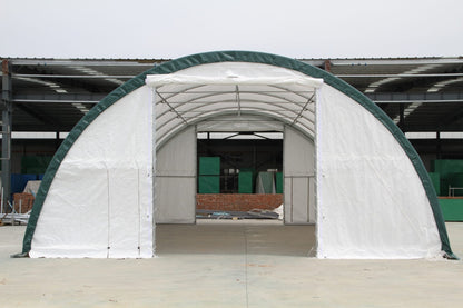 30 Ft Wide Galvanized Steel Storage Shelter – S Model Single Truss Building for Industrial & Farm Use - Farm Equipment with 30X40X15 10.5 OZ PE | Sold by Uncle Wiener's Wholesale