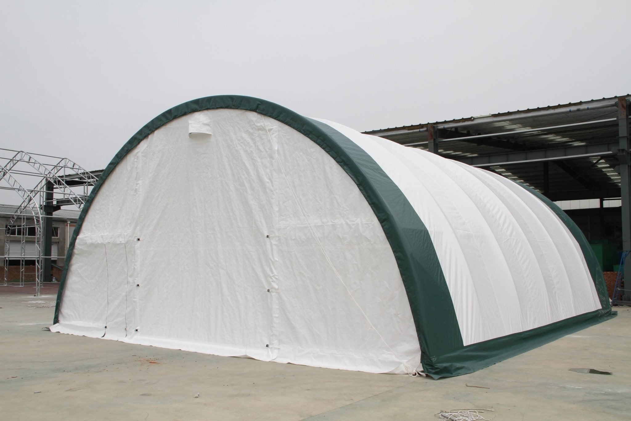 30 Ft Wide Galvanized Steel Storage Shelter – S Model Single Truss Building for Industrial & Farm Use - Farm Equipment with 30X40X15 10.5 OZ PE | Sold by Uncle Wiener's Wholesale