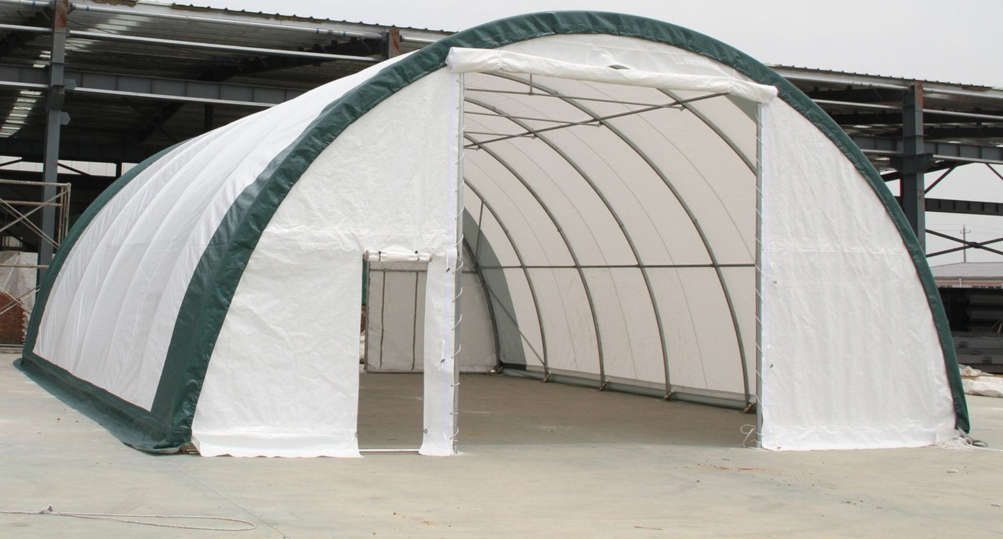 30 Ft Wide Galvanized Steel Storage Shelter – S Model Single Truss Building for Industrial & Farm Use - Farm Equipment with 30X40X15 10.5 OZ PE | Sold by Uncle Wiener's Wholesale