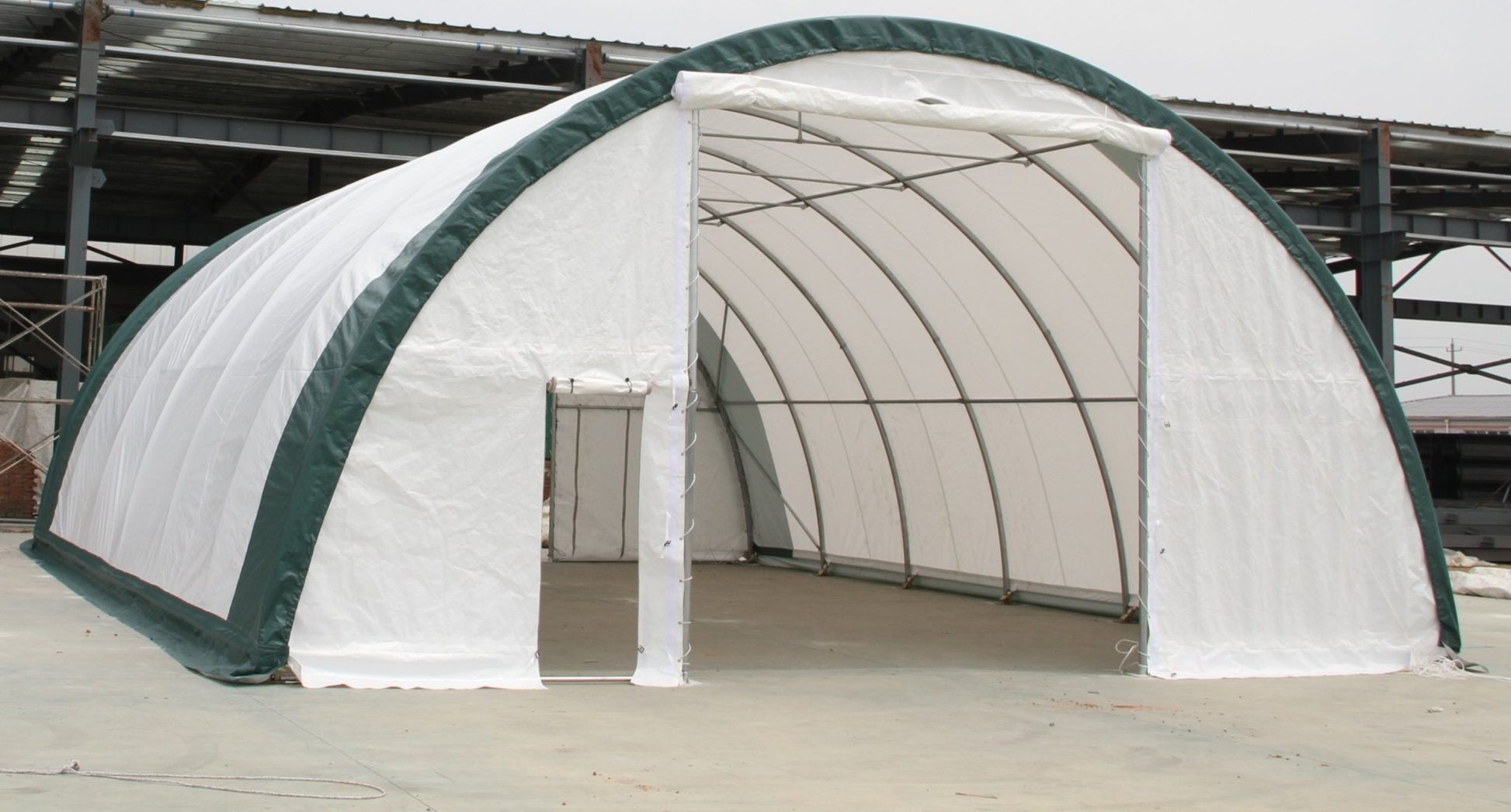 30 Ft Wide Galvanized Steel Storage Shelter – S Model Single Truss Building for Industrial & Farm Use - Farm Equipment with 30X40X15 10.5 OZ PE | Sold by Uncle Wiener's Wholesale