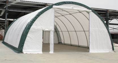 30 Ft Wide Galvanized Steel Storage Shelter – S Model Single Truss Building for Industrial & Farm Use - Farm Equipment with 30X40X15 10.5 OZ PE | Sold by Uncle Wiener's Wholesale