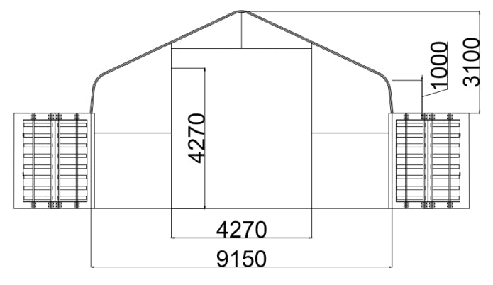 30 ft x 39.5 ft Peak Style Fabric Container Storage Building with 14.5 oz PVC Cover, Winch Doors, Single or Double Truss Options - with 30 ft x 39.5 ft Single Truss Peak Style | Sold by Uncle Wiener's Wholesale