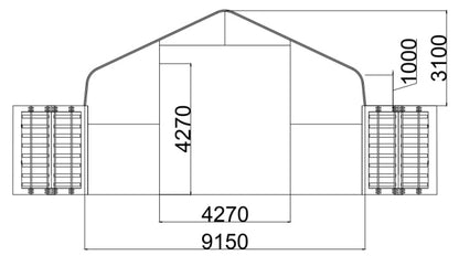 30 ft x 39.5 ft Peak Style Fabric Container Storage Building with 14.5 oz PVC Cover, Winch Doors, Single or Double Truss Options - with 30 ft x 39.5 ft Single Truss Peak Style | Sold by Uncle Wiener's Wholesale