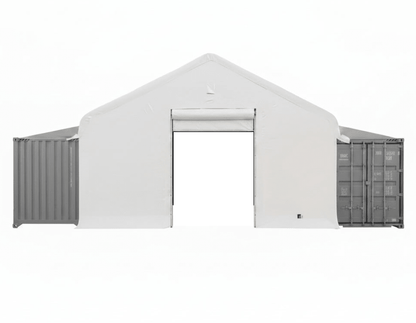 30 ft x 39.5 ft Peak Style Fabric Container Storage Building with 14.5 oz PVC Cover, Winch Doors, Single or Double Truss Options - with 30 ft x 39.5 ft Double Truss Peak Style | Sold by Uncle Wiener's Wholesale