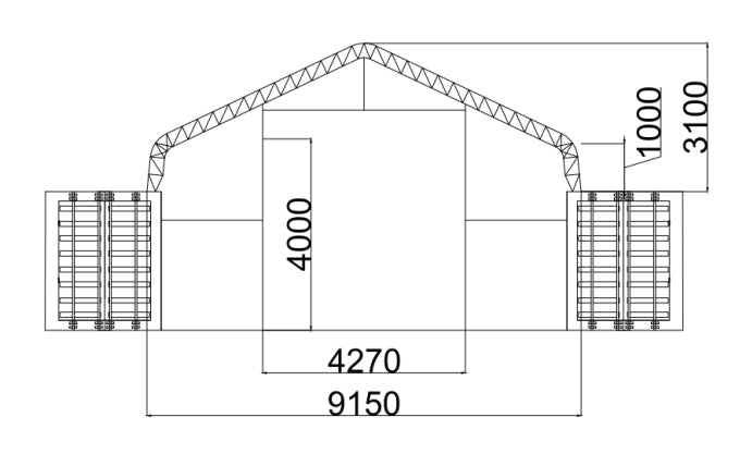 30 ft x 39.5 ft Peak Style Fabric Container Storage Building with 14.5 oz PVC Cover, Winch Doors, Single or Double Truss Options - with 30 ft x 39.5 ft Double Truss Peak Style | Sold by Uncle Wiener's Wholesale
