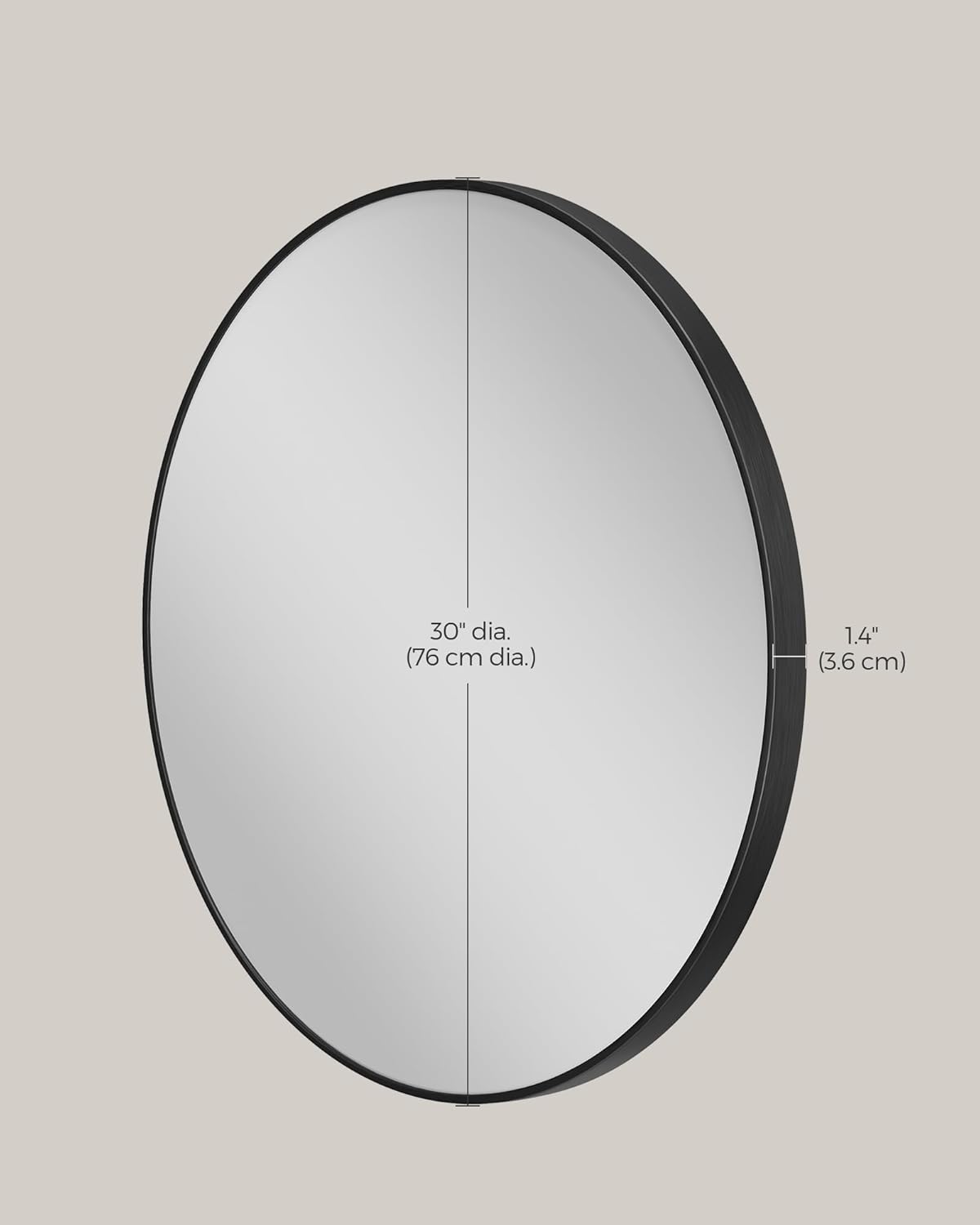 30 Inch Round Wall Mirror with Metal Frame, Bathroom Vanity Mirror, Decorative Circle Mirror for Entryway, Bedroom, Living Room and Hallway Ink Black LWM103B01 - with | Sold by Uncle Wiener's Wholesale
