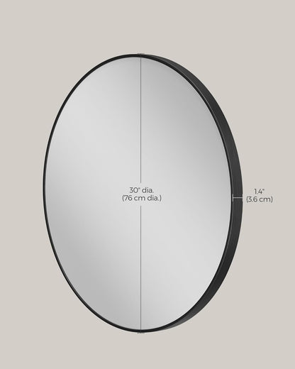 30 Inch Round Wall Mirror with Metal Frame, Bathroom Vanity Mirror, Decorative Circle Mirror for Entryway, Bedroom, Living Room and Hallway Ink Black LWM103B01 - with | Sold by Uncle Wiener's Wholesale