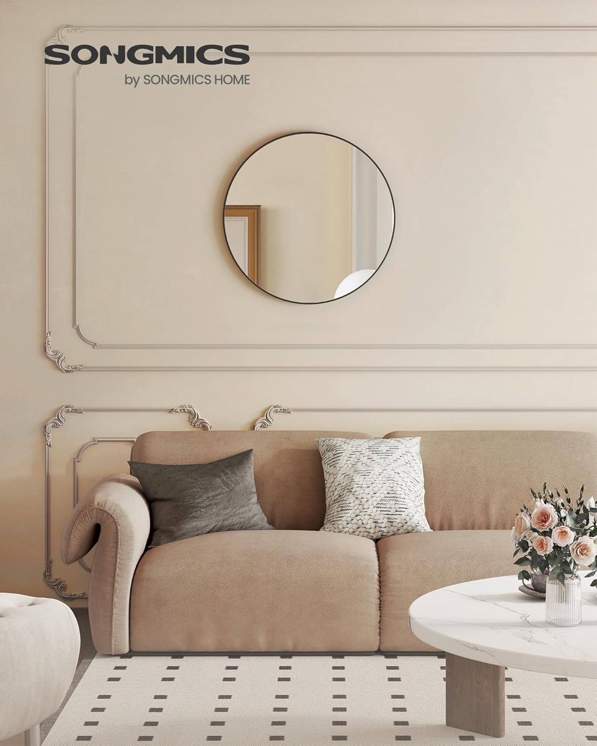 30 Inch Round Wall Mirror with Metal Frame, Bathroom Vanity Mirror, Decorative Circle Mirror for Entryway, Bedroom, Living Room and Hallway Ink Black LWM103B01 - with | Sold by Uncle Wiener's Wholesale