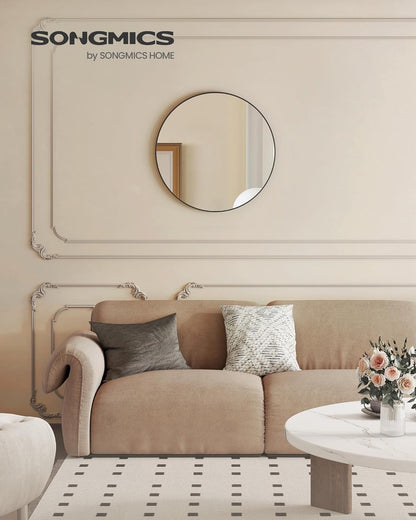 30 Inch Round Wall Mirror with Metal Frame, Bathroom Vanity Mirror, Decorative Circle Mirror for Entryway, Bedroom, Living Room and Hallway Ink Black LWM103B01 - with | Sold by Uncle Wiener's Wholesale