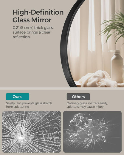 30 Inch Round Wall Mirror with Metal Frame, Bathroom Vanity Mirror, Decorative Circle Mirror for Entryway, Bedroom, Living Room and Hallway Ink Black LWM103B01 - with | Sold by Uncle Wiener's Wholesale