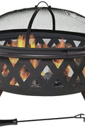 30″ Outdoor Fire Pit with BBQ Grill & Spark Screen – Heavy - Duty Steel, Oil - Rubbed Bronze Finish – XY0619 - with | Sold by Uncle Wiener's Wholesale