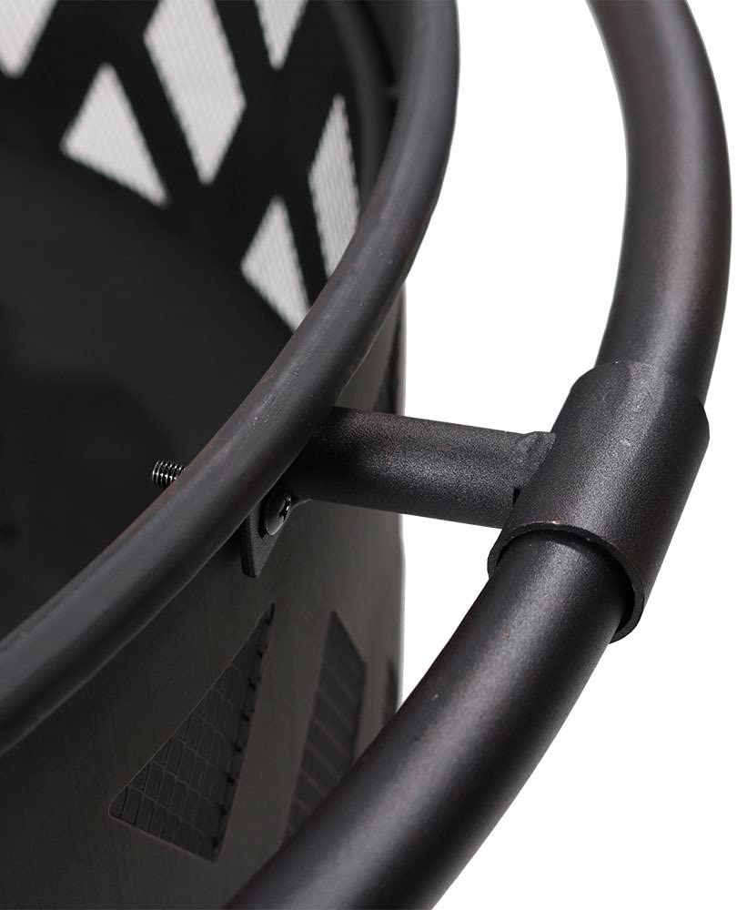 30″ Outdoor Fire Pit with BBQ Grill & Spark Screen – Heavy - Duty Steel, Oil - Rubbed Bronze Finish – XY0619 - with | Sold by Uncle Wiener's Wholesale