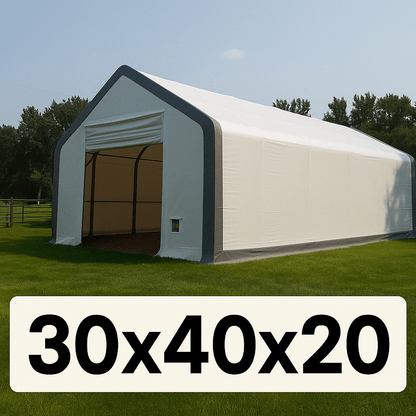30′ Wide Double Truss Storage Buildings – Heavy - Duty PVC Fabric Shelters - Portable Storage Shelter with Standard 30X40X20 | Sold by Uncle Wiener's Wholesale
