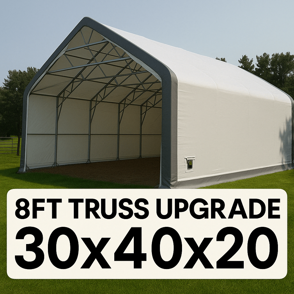 30′ Wide Double Truss Storage Buildings – Heavy - Duty PVC Fabric Shelters - Portable Storage Shelter with 8FT Truss Upgrade 30X40X20 | Sold by Uncle Wiener's Wholesale