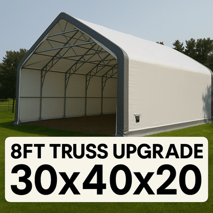 30′ Wide Double Truss Storage Buildings – Heavy - Duty PVC Fabric Shelters - Portable Storage Shelter with 8FT Truss Upgrade 30X40X20 | Sold by Uncle Wiener's Wholesale
