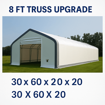 30′ Wide Double Truss Storage Buildings – Heavy - Duty PVC Fabric Shelters - Portable Storage Shelter with 8FT Truss Upgrade 30X60X20 | Sold by Uncle Wiener's Wholesale