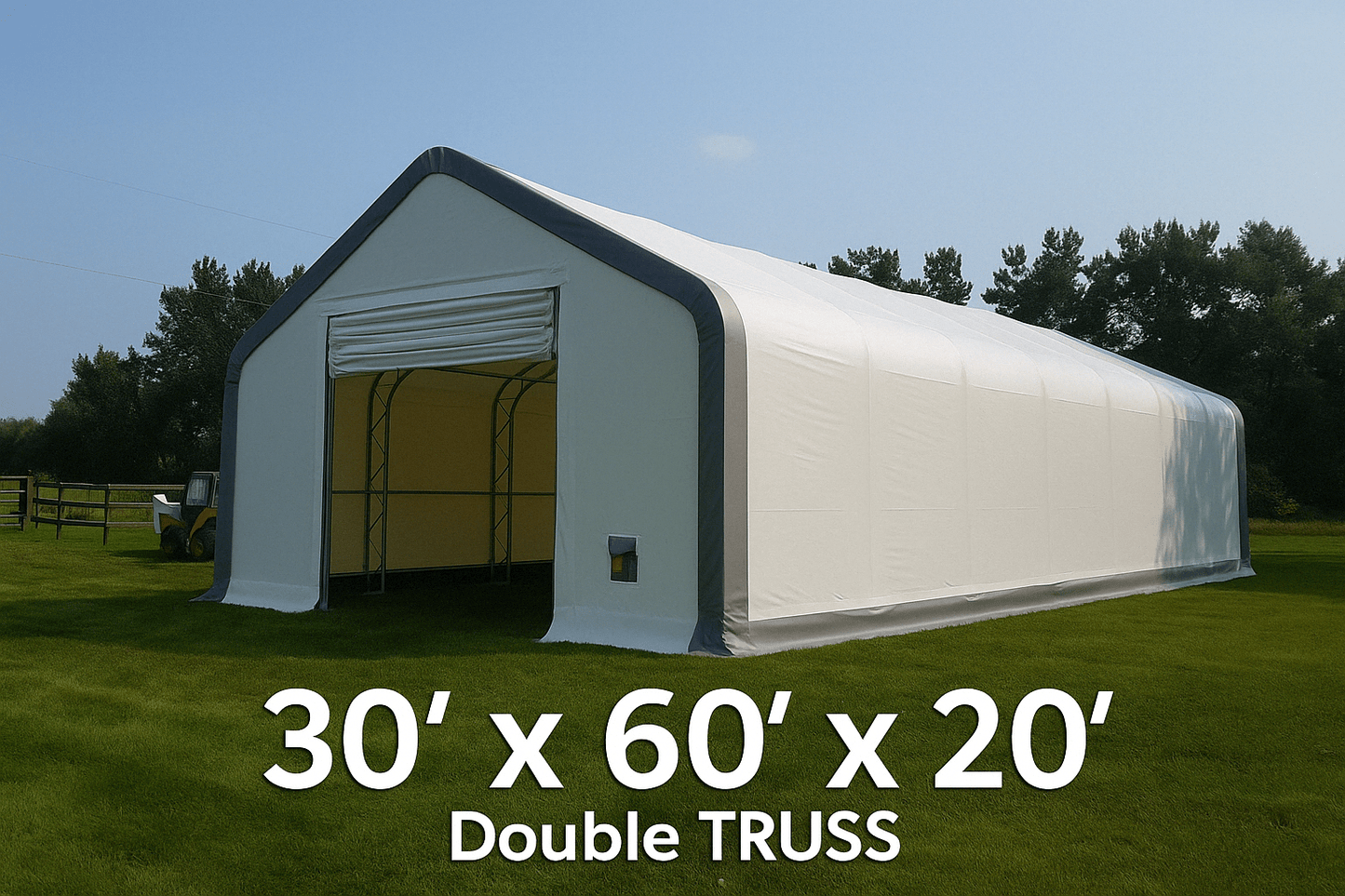 30′ Wide Double Truss Storage Buildings – Heavy - Duty PVC Fabric Shelters - Portable Storage Shelter with Standard 30X60X20 | Sold by Uncle Wiener's Wholesale