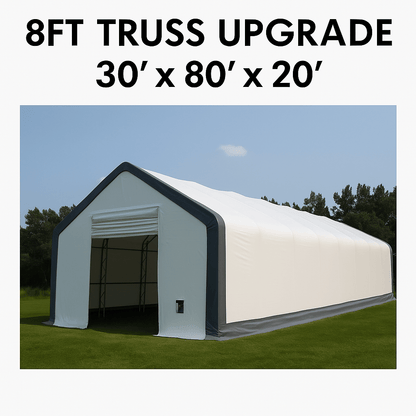 30′ Wide Double Truss Storage Buildings – Heavy - Duty PVC Fabric Shelters - Portable Storage Shelter with 8FT Truss Upgrade 30X80X20 | Sold by Uncle Wiener's Wholesale