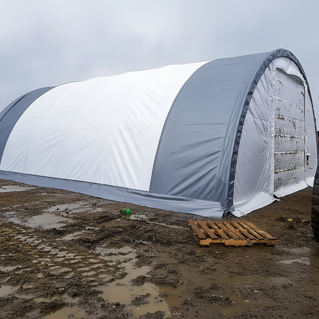 30′ Wide Portable Oval Truss Storage Shelter – SP Model with UV - Resistant Fabric & Anchoring Kit - Portable Oval Storage Shelter with 30X40X15 10.5 OZ PE | Sold by Uncle Wiener's Wholesale