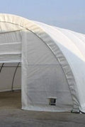 Side angle of S Model Single Truss Steel Shelter – 30′ Wide