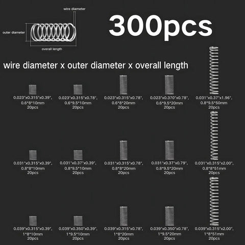 300pcs Stainless Steel Compression Spring Kit Assortment FS011296 - with | Sold by Uncle Wiener's Wholesale
