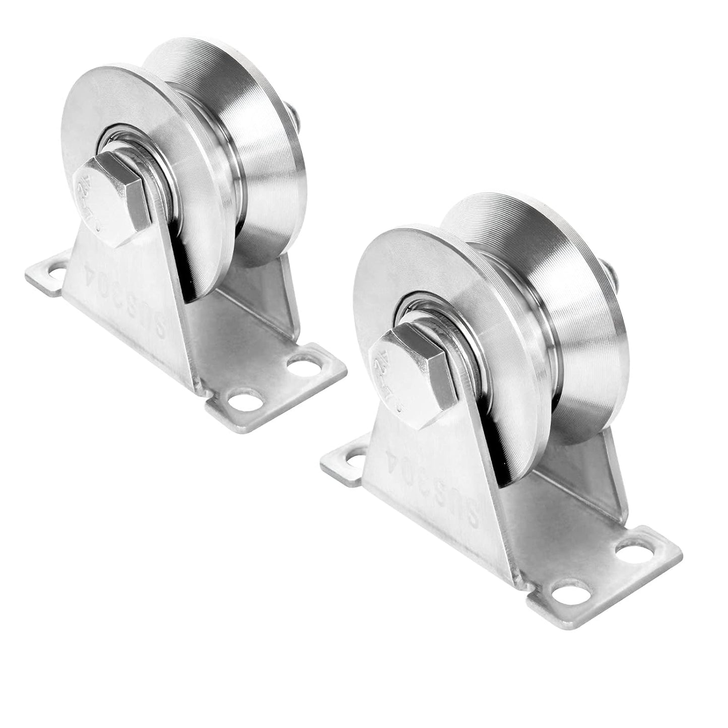 2-Pack 2" V-Groove Wheel Pulley 304 Stainless Steel 880 lb Sliding Gate Roller, Silent Bearing Caster & Track Wheel 30422