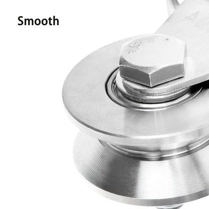 2-Pack 2" V-Groove Wheel Pulley 304 Stainless Steel 880 lb Sliding Gate Roller, Silent Bearing Caster & Track Wheel 30422