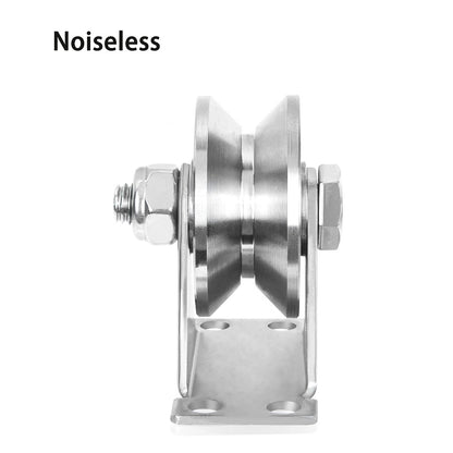 2-Pack 2" V-Groove Wheel Pulley 304 Stainless Steel 880 lb Sliding Gate Roller, Silent Bearing Caster & Track Wheel 30422