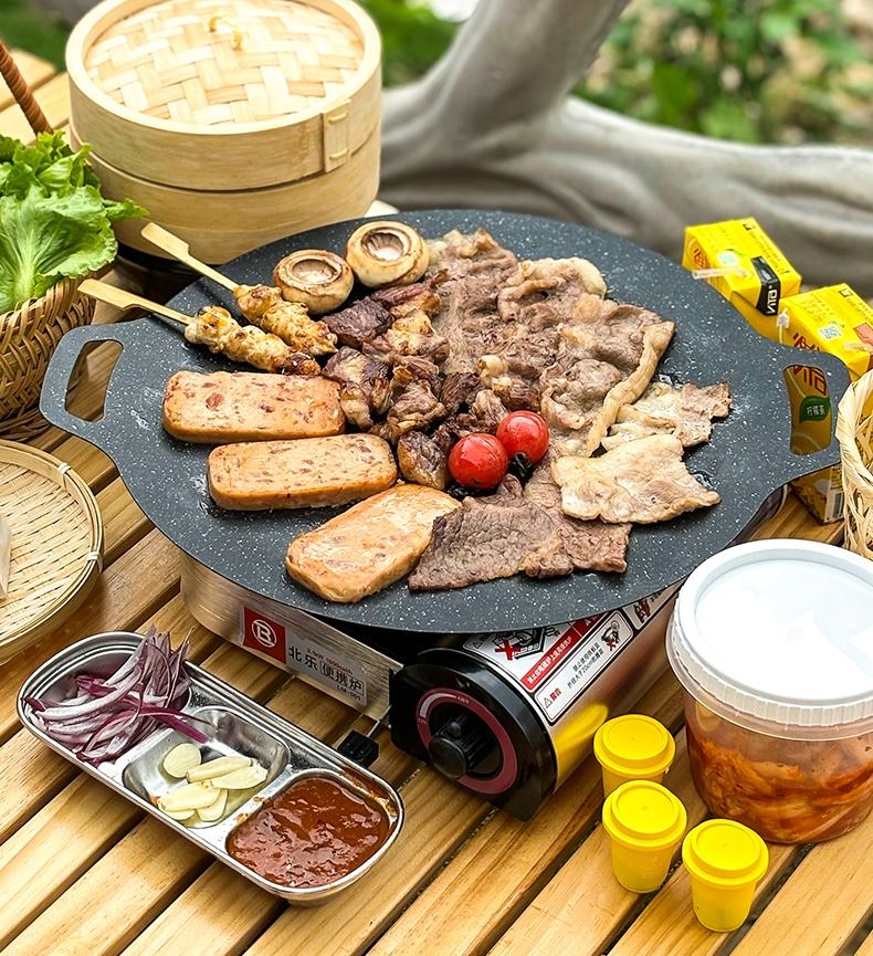 30cm Korean Style Cast Iron Grill Pan Round Multipurpose BBQ Pan TKBQ26 - with | Sold by Uncle Wiener's Wholesale