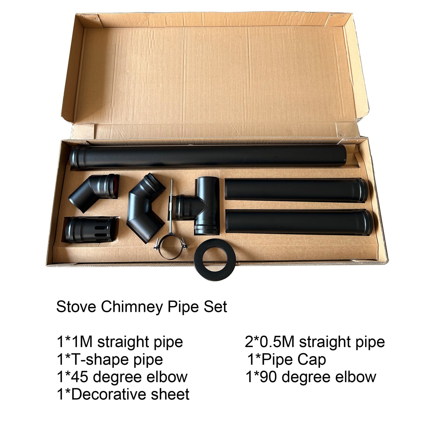 (3.15") Chimney Pipe Kit – Complete 1mm Steel Flue Set with Cap, T - Pipe, Elbows & Trim Plate for Wood & Pellet Stoves KK48181 - with | Sold by Uncle Wiener's Wholesale