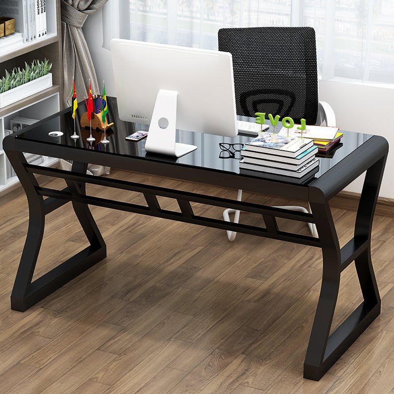 31.5" Tempered Glass Computer Desk with Metal Frame Modern Office Workstation GD010 - with | Sold by Uncle Wiener's Wholesale