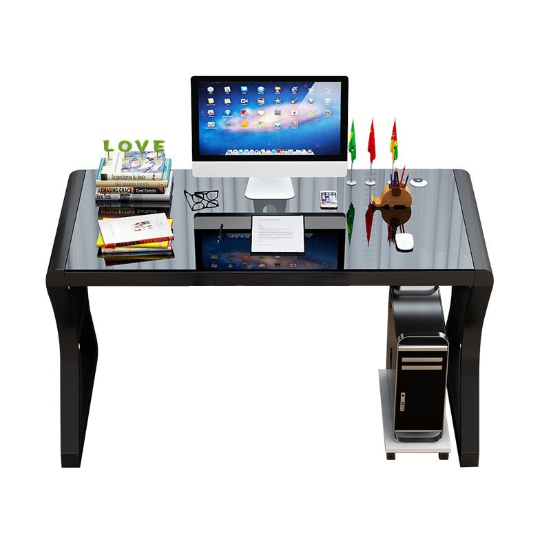 31.5" Tempered Glass Computer Desk with Metal Frame Modern Office Workstation GD010 - with | Sold by Uncle Wiener's Wholesale