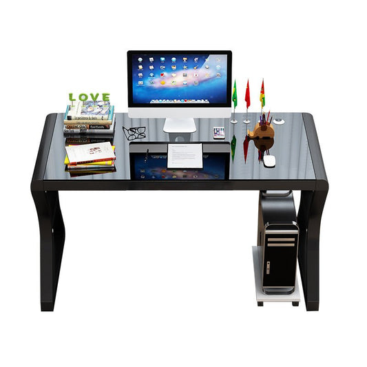 31.5" Tempered Glass Computer Desk with Metal Frame Modern Office Workstation GD010 - with | Sold by Uncle Wiener's Wholesale