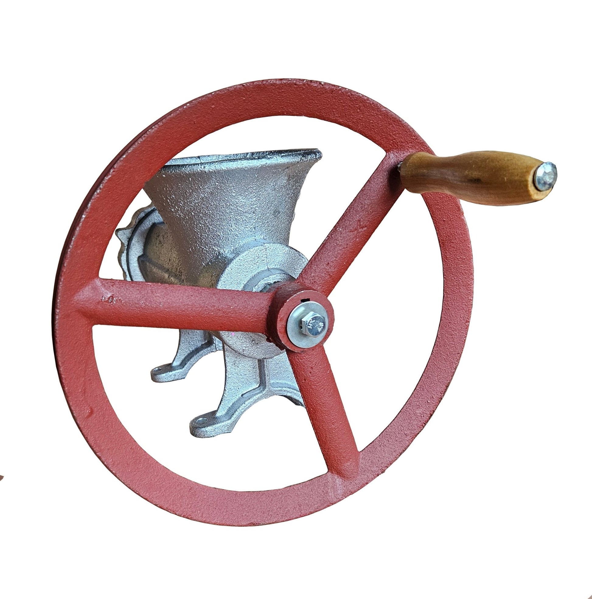 32 Cast Iron Manual Meat Grinder with Flywheel Belt Drive Heavy - Duty Sausage Grinder S1350 - with | Sold by Uncle Wiener's Wholesale