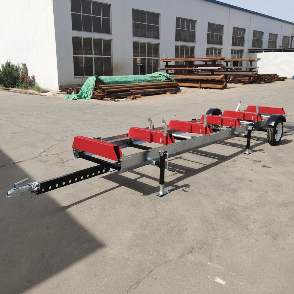 32″ Portable Sawmill with 14 HP Electric Start Loncin Engine – Sawmill Trailer & Extension Tracks Optional | Heavy-Duty Manual Mill - with 13.12' 4M Sawmill Trailer | Sold by Uncle Wiener's Wholesale