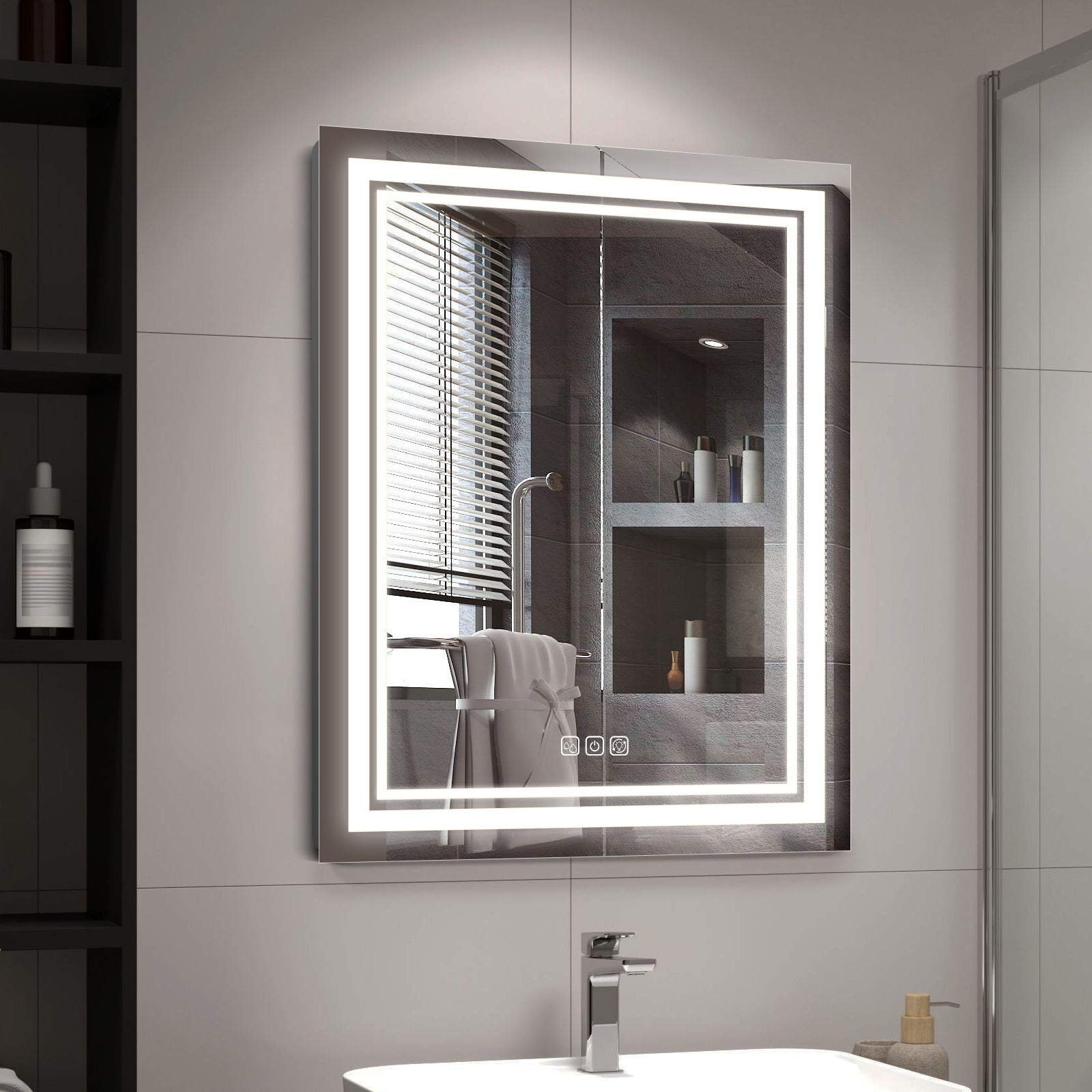 32x24 LED Bathroom Mirror – Dimmable Frontlit & Backlit with Demister & 3CCT Light Modes LED3224A - with | Sold by Uncle Wiener's Wholesale