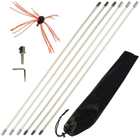 33 FT Chimney Sweep Brush Kit with 10 Nylon Rods – Rotary Drill - Driven Chimney Cleaning Tool with Locking System S3087 - with | Sold by Uncle Wiener's Wholesale
