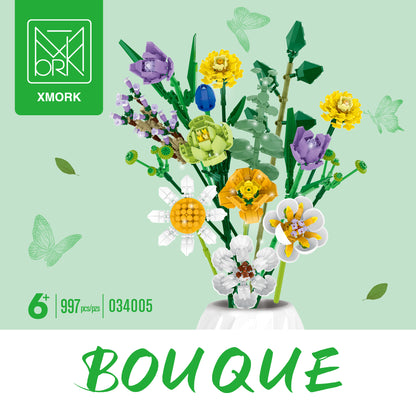 Building Block Flower Bouquet Set Decorative DIY Floral Model Kits 5 Styles 34001