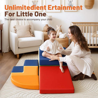 6-Piece Soft Play Climbing Blocks Set for Toddlers PU Foam Activity Gym 63" Play Set