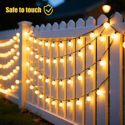 35 FT Solar Globe String Lights – 60 LED Outdoor Waterproof Patio & Garden Lights (Warm White / Bright White / RGB) - with RGB Color - Changing | Sold by Uncle Wiener's Wholesale