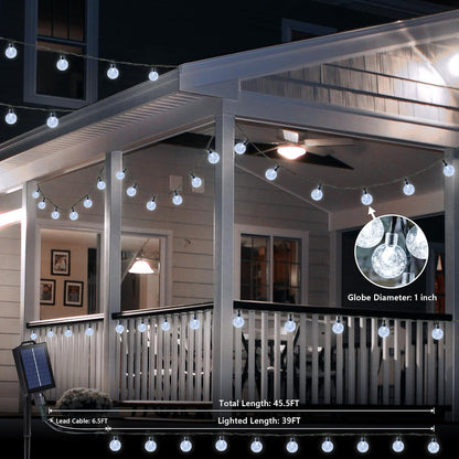 35 FT Solar Globe String Lights – 60 LED Outdoor Waterproof Patio & Garden Lights (Warm White / Bright White / RGB) - with Bright White | Sold by Uncle Wiener's Wholesale
